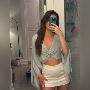 Zara flowy light blue blouse top size xs